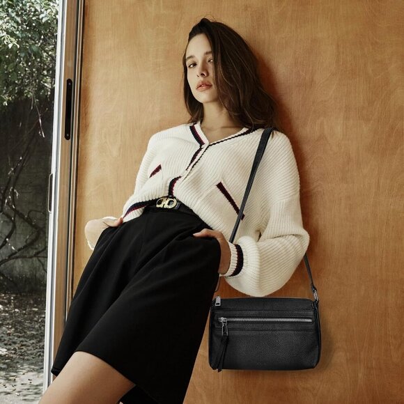 Small Genuine Leather Crossbody Purse Bags for Women, Multi Pockets Shoulder Han - Picture 2 of 7